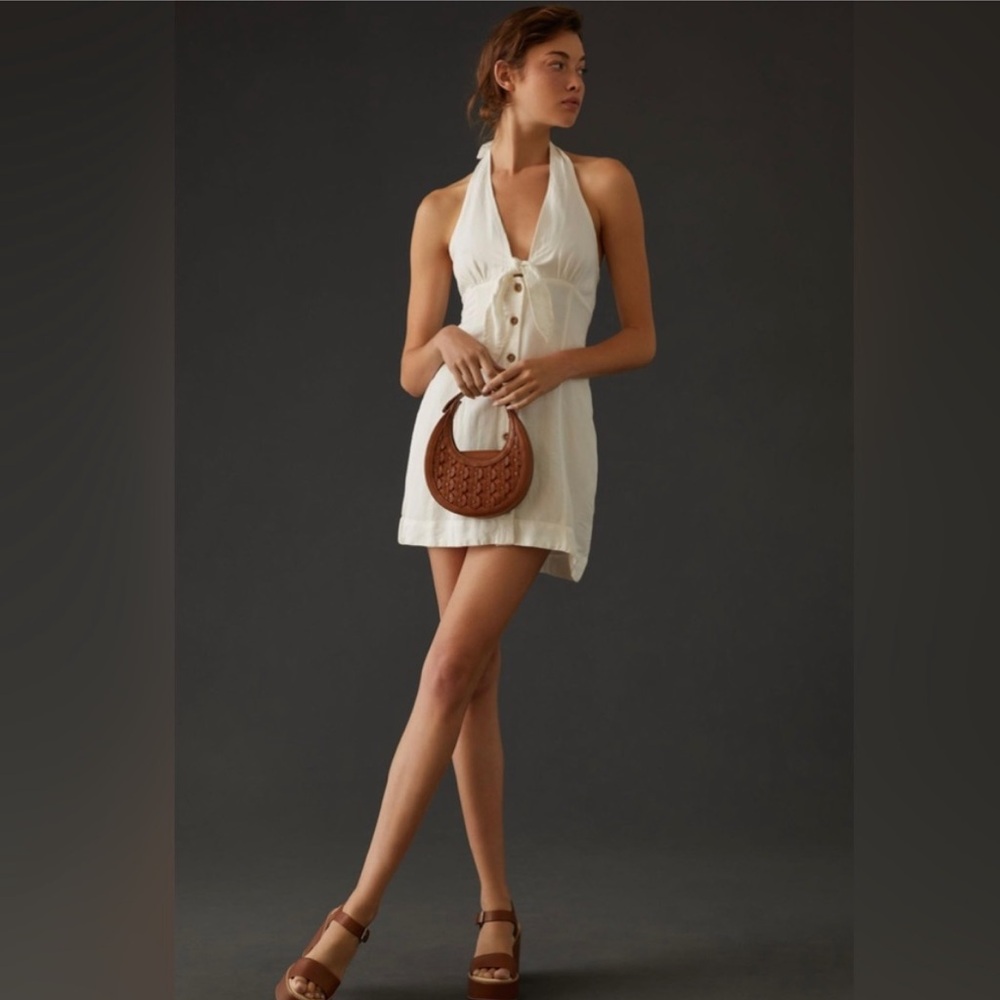 Maeve | White Halter Slim Mini Dress